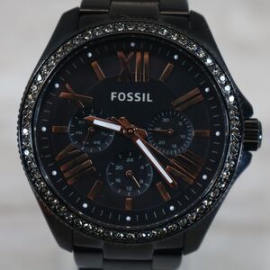 Fossil Chronograph Watch – Pre-Owned, New Battery, Round, Black 221